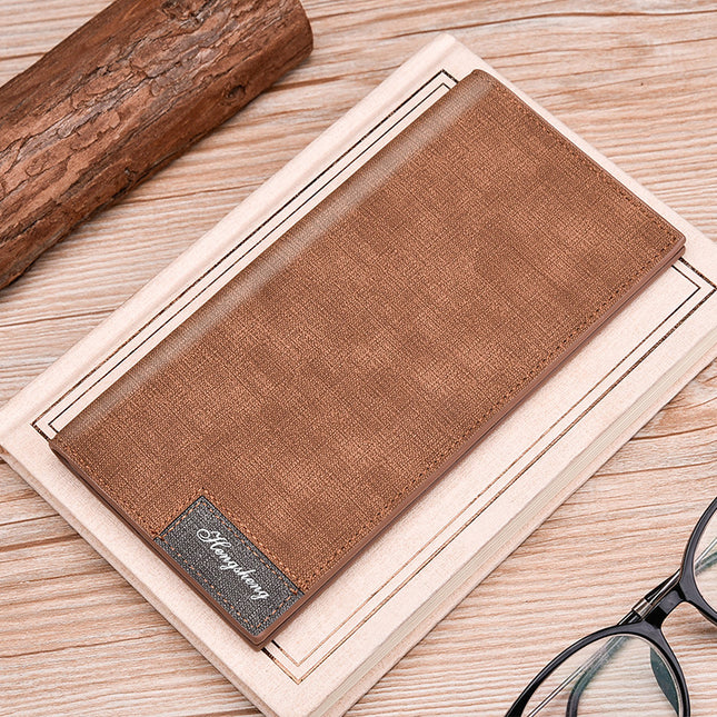 Men's Long Wallet Fashion Button Bag Thin Style