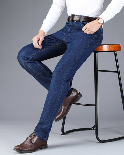 Autumn And Winter Thick Business Straight-leg Men's Jeans
