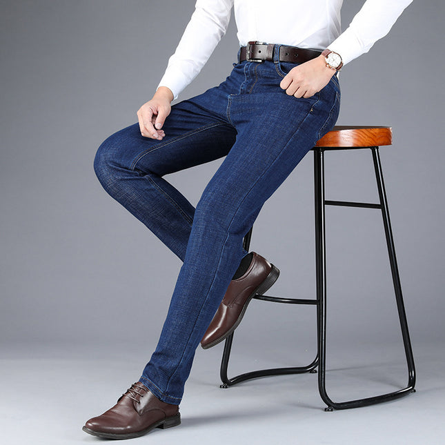 Autumn And Winter Thick Business Straight-leg Men's Jeans