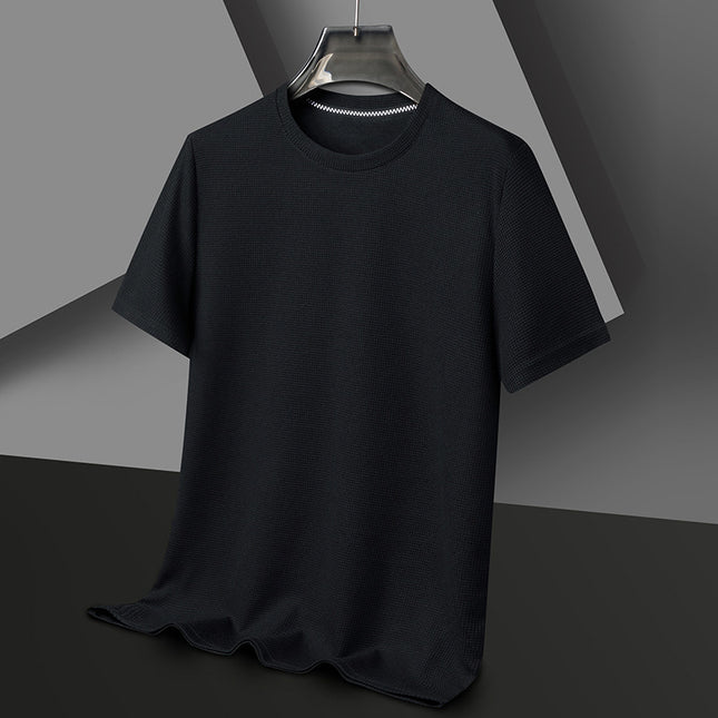 Summer Solid Color Men's Polyester Round Neck T-shirt