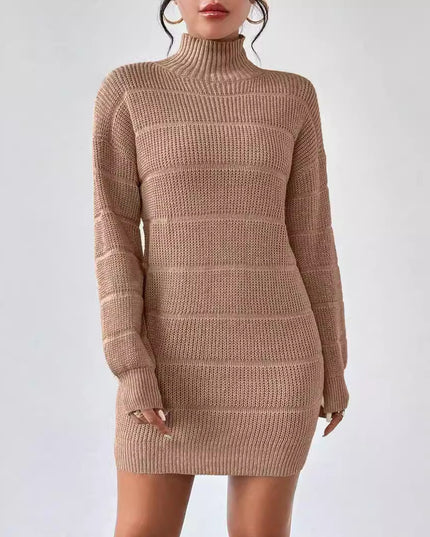 European And American Autumn And Winter Half-high Collar Knitwear Dress