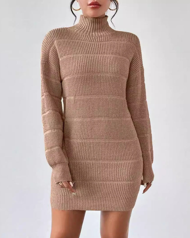 European And American Autumn And Winter Half-high Collar Knitwear Dress