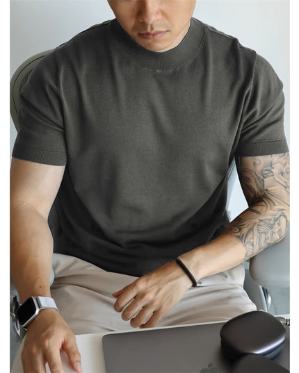 Knitwear Men's Solid Color Slim-fit Commute Breathable T-shirt