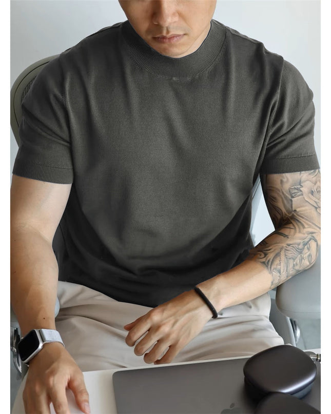 Knitwear Men's Solid Color Slim-fit Commute Breathable T-shirt