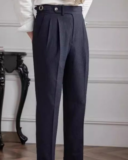 Men's High Waist Straight Casual British Retro Easy Matching Trousers