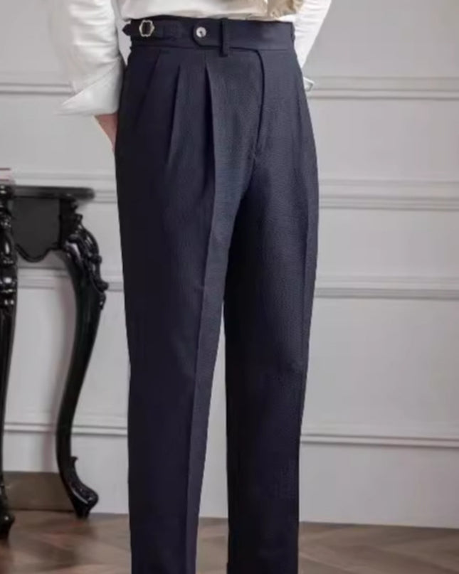 Men's High Waist Straight Casual British Retro Easy Matching Trousers
