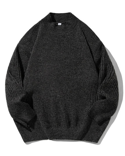 Retro Thick Needle Mock Neck Sweater Autumn And Winter Texture Texture Hemp Dot Jacquard Thickened