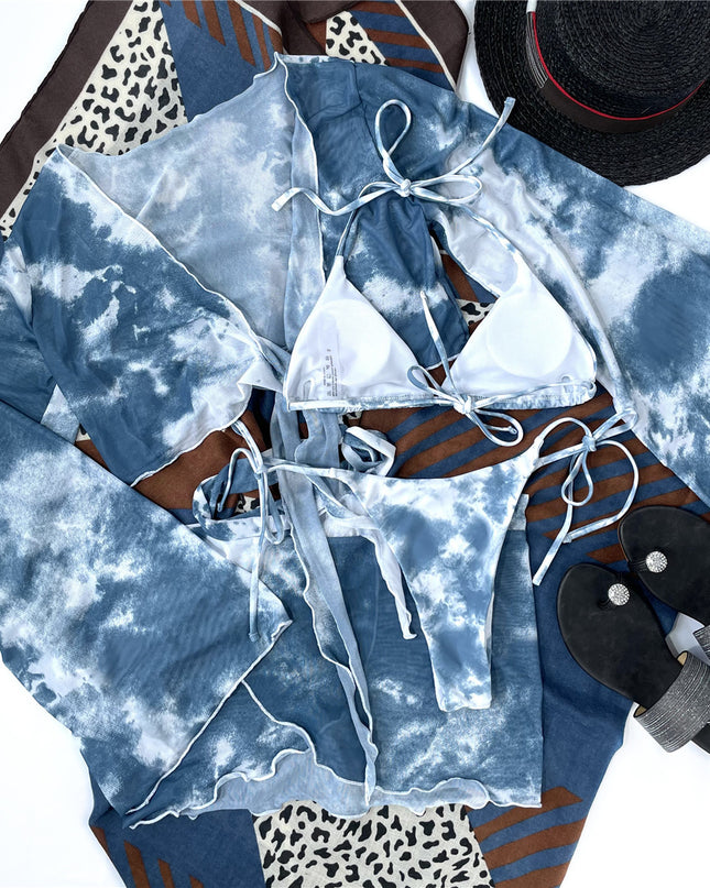 Ladies Split Swimsuit Tie-dye Sexy Four-piece Bikini