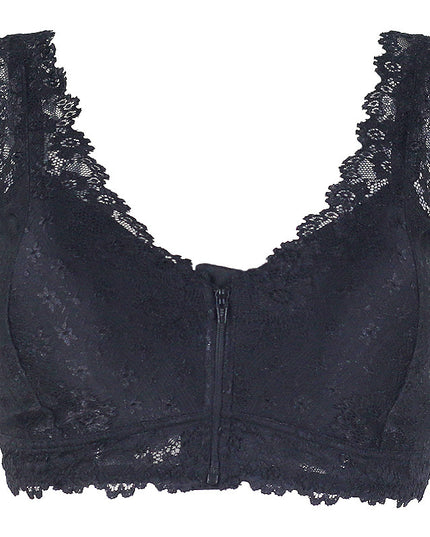 Cross-border Front Buckle Bra Front Zipper Sexy Lace Bra Vest Bra Upper Support Thin Underwear