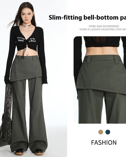 American Retro Fake Two-piece Design Slightly Spicy Casual Pants