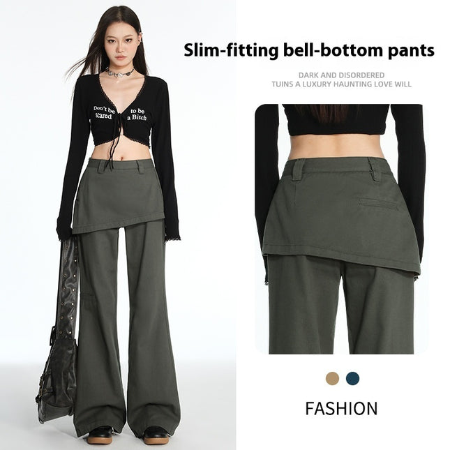 American Retro Fake Two-piece Design Slightly Spicy Casual Pants