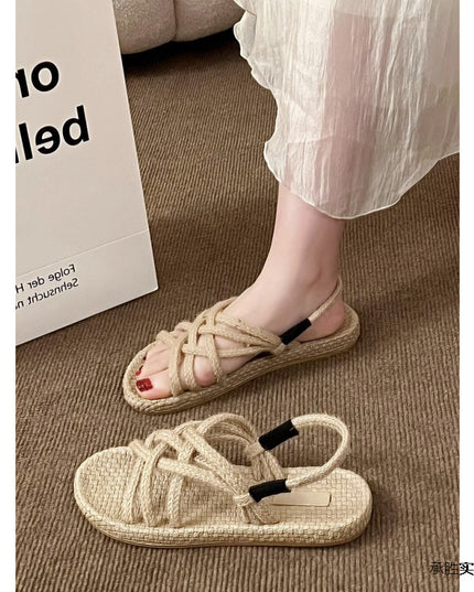 Braided Hemp Rope Sandals Female Student All-matching