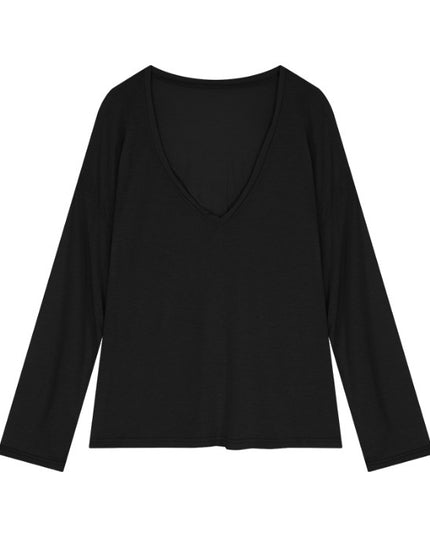 Women's Slim-transparent V-neck Long-sleeved Loose Sun Shield Casual Top