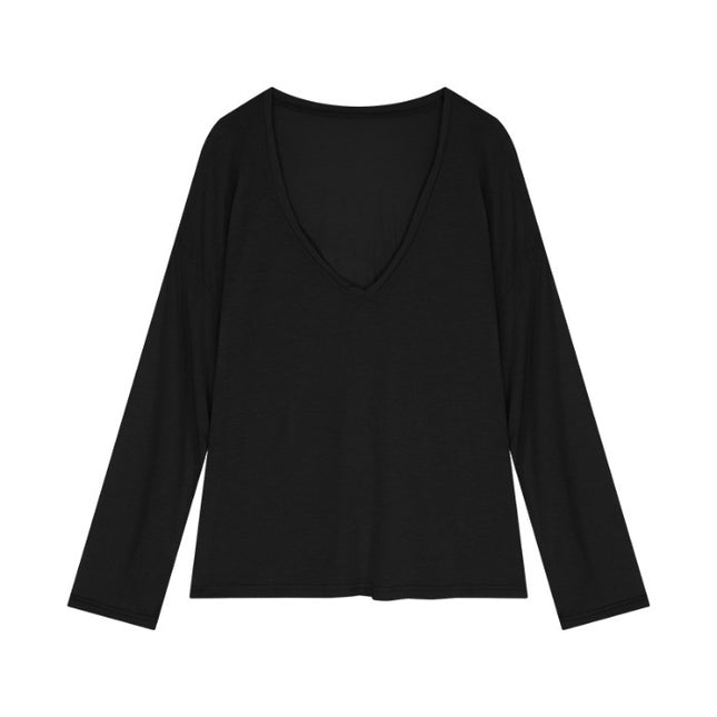 Women's Slim-transparent V-neck Long-sleeved Loose Sun Shield Casual Top