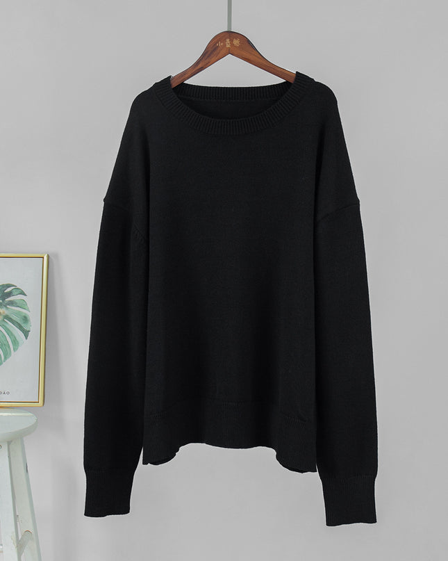 Loose And Warm Simple Pullover Solid Color Knitted Sweater