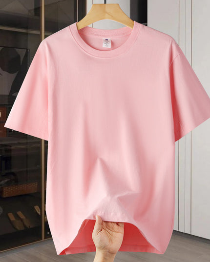 Drop Shoulder Loose Round Neck Pure Color All-matching