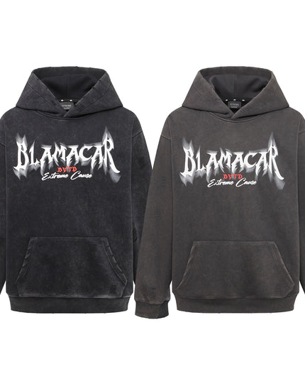 American Retro Heavy Washed Hoodie Design Sense Printed Hoodie