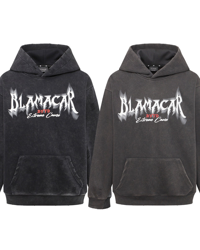 American Retro Heavy Washed Hoodie Design Sense Printed Hoodie