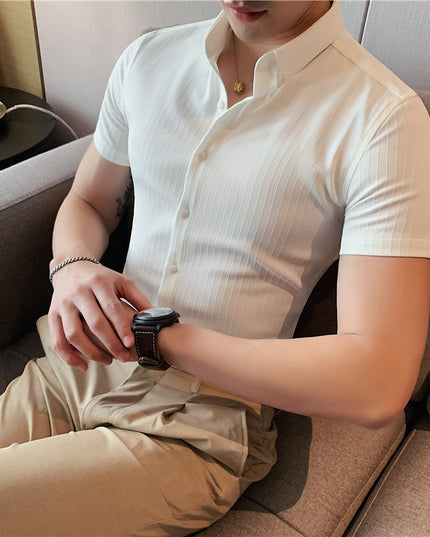 Dark Striped Short Sleeve Shirt