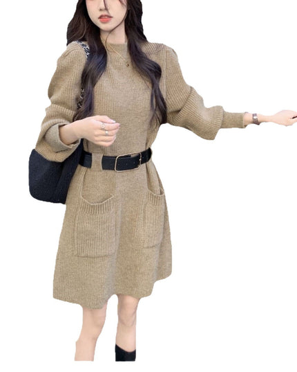 Long Sleeve Loose Knitted Base Dress Women