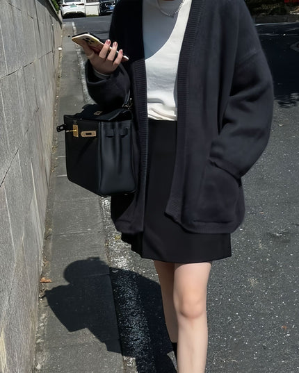 Design Pocket Knitted Cardigan Top Women's Sweater