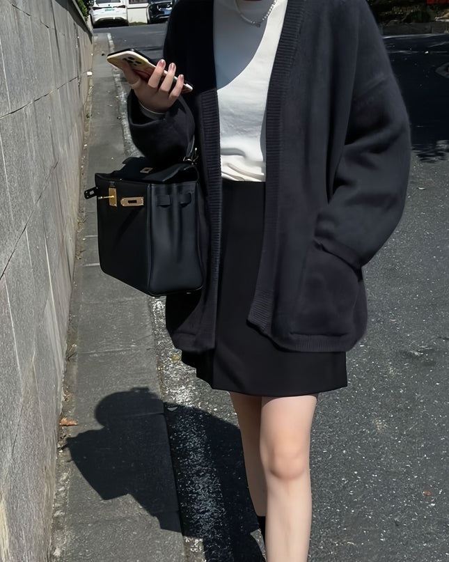 Design Pocket Knitted Cardigan Top Women's Sweater