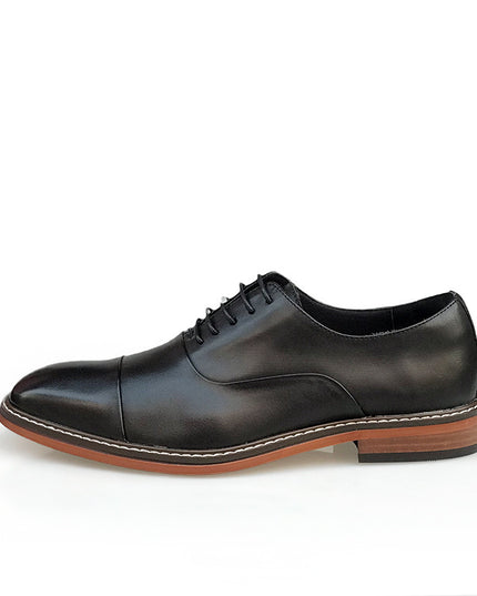 Leather Shoes Men's British Genuine Leather Pointed Brown Vintage Oxford