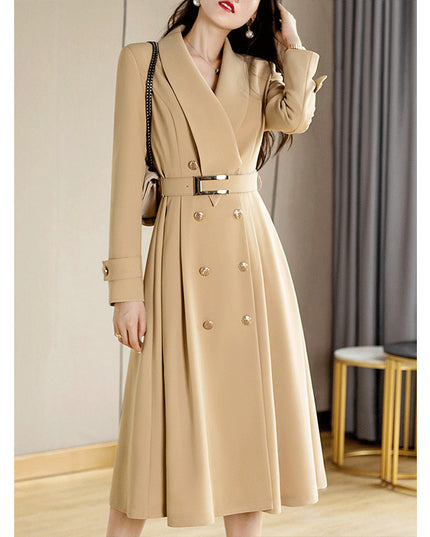 Spring And Autumn Elegant Khaki Women's Mid-length Fashionable High-grade Coat
