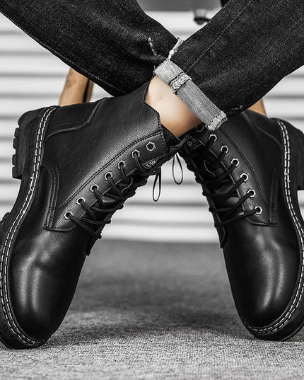 Men's Casual Leather Boots Increase Leather Shoes