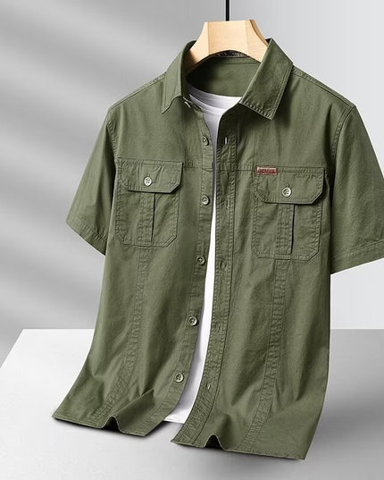 Solid Color Short Sleeve Men's Workwear Shirt