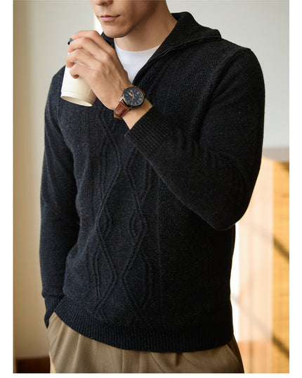 Pure Wool Sweater Half-height Zip Leisure Warm Sweater