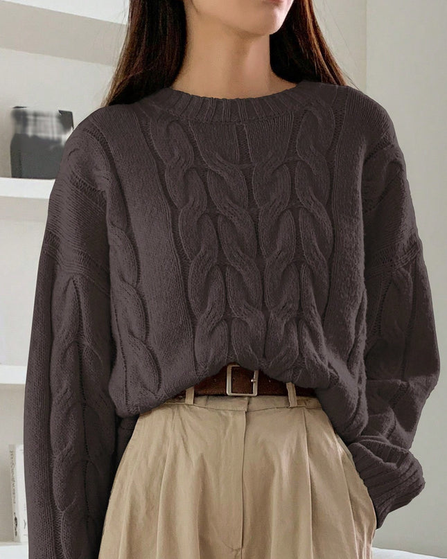 Round Neck Pure Color All-matching Trendy Sweater Top