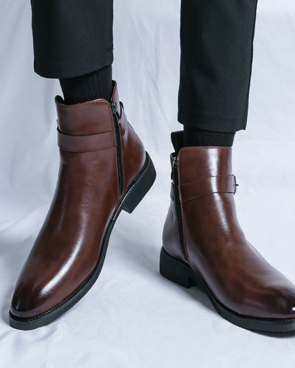 Plus Size Chelsea Boots Men's Fashion High-top Leather Shoes