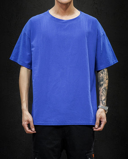 Japanese Large Size Cotton And Linen Solid Color Loose Short Sleeves