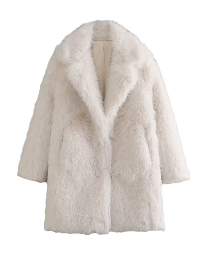 Loose Fashion Mid-length Fur Overcoat Coat