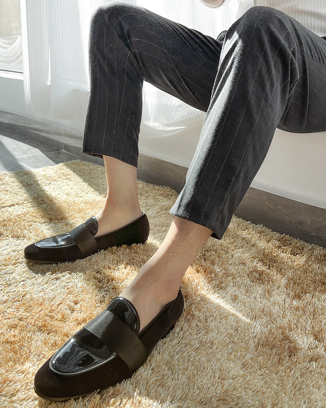 Velvet Patent Leather Korean Loafers Business Casual Leather Shoes