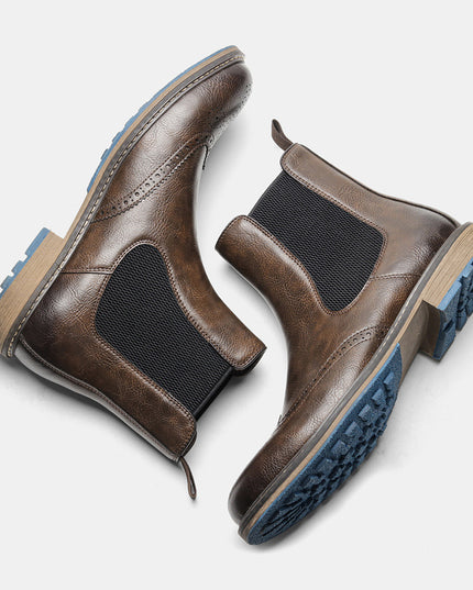 Chelsea Boots Men's Retro Sleeve Mid-top Carved Outer