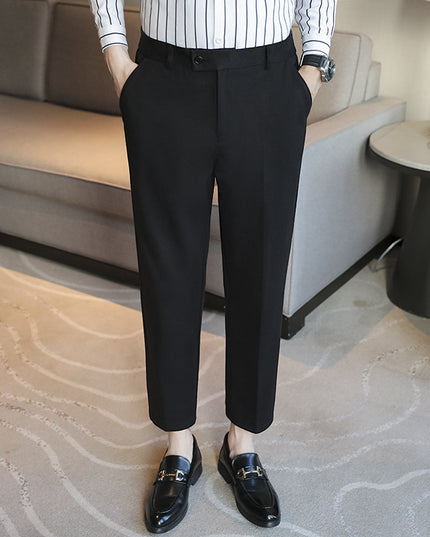 Straight Retro Brown Elastic Slim Fit Brown Casual Pants
