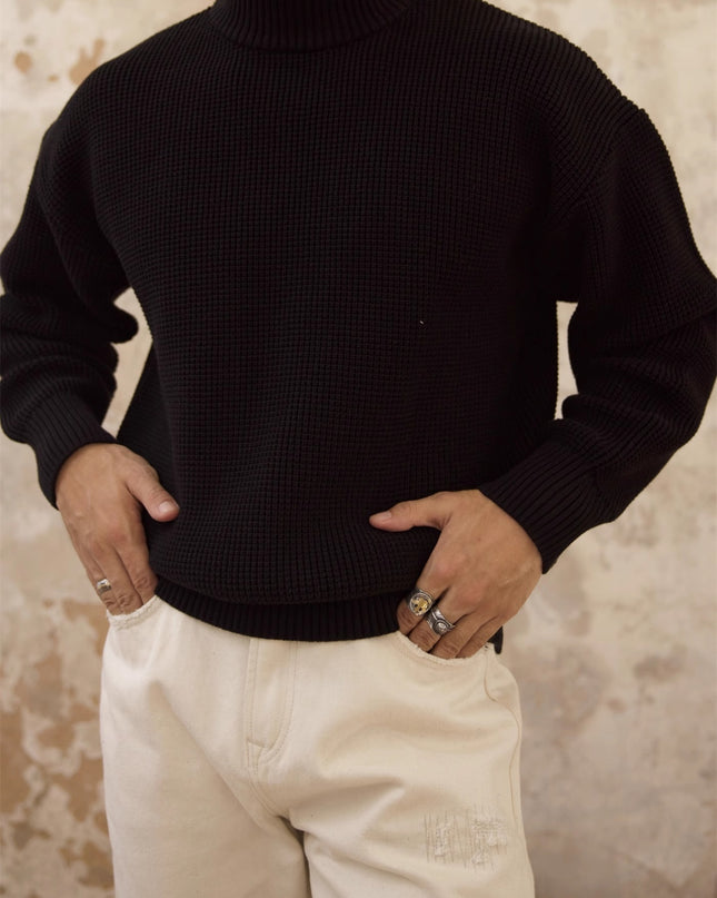 Thickened Half-high Collar Sweater Men's Cotton Thick