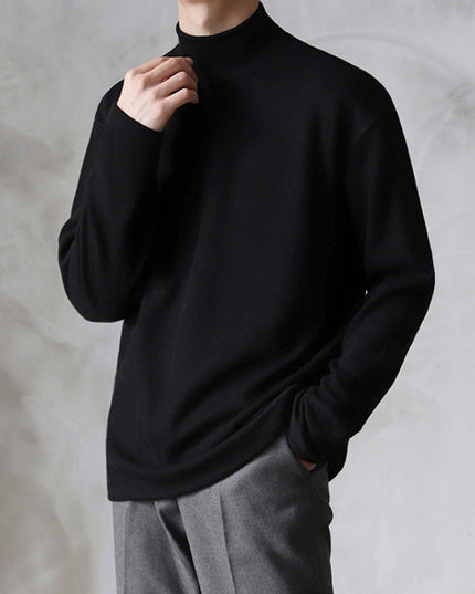 Half Turtleneck Bottoming Shirt Men's Pure Cotton Long Sleeve T-shirt