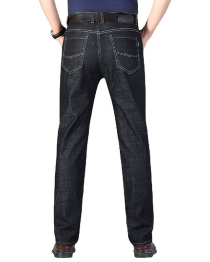 Four Seasons Jeans Men's Cotton Mid-waist Thin Stretch Black