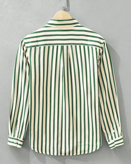 Vertical Striped Long-sleeved Shirt Loose