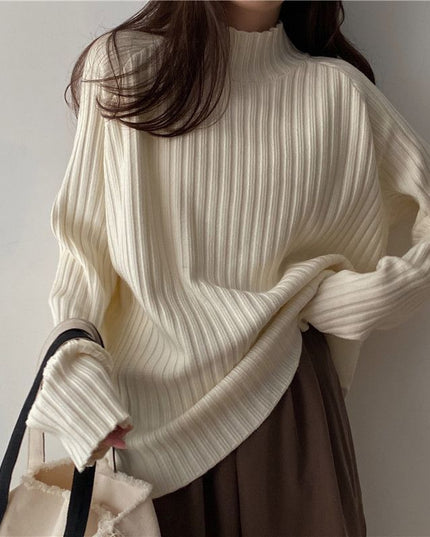 Idle Style Mock Neck Design Sense Loose Thick Inner Sweater Niche Top