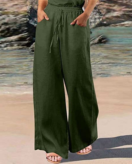 Loose Cotton And Linen Wide Leg Pants