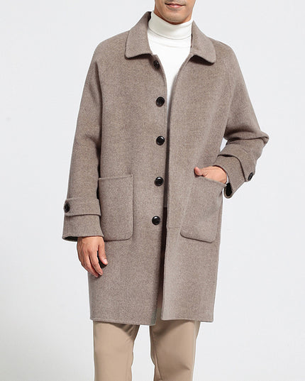 Wool Reversible Woolen Coat Men's Mid-length Single-breasted Baggy Coat