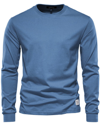 Men's Solid Color Round Neck Long-sleeved Top T-shirt