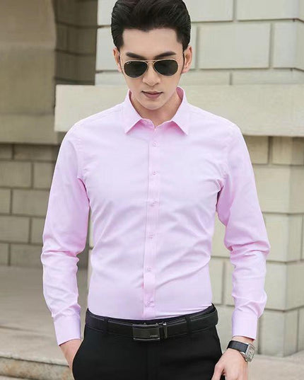 White Shirt Men's Long Sleeve Slim Fit All-match Solid Color
