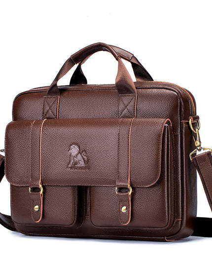 Cowhide Men's Briefcase Business Large Capacity Handbag
