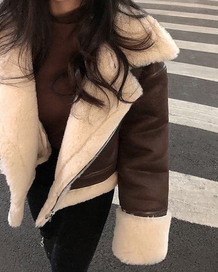 Women's Fashion Thickened Fur All-in-One Short Jacket