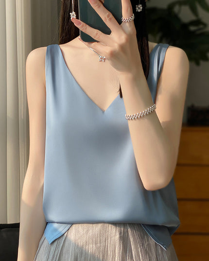 Sling Vest Inner Match Satin Silky Base Loose Sleeveless Top